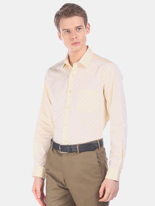 yellow self design formal shirt - 17876085 - Very Small Image - 1