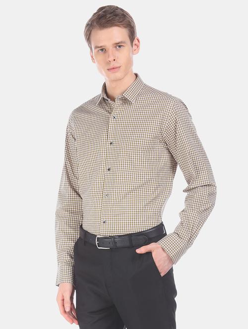 olive green checkered formal shirt - 17876095 - Very Small Image - 1