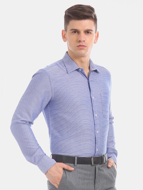 blue self design formal shirt - 17876125 - Very Small Image - 1