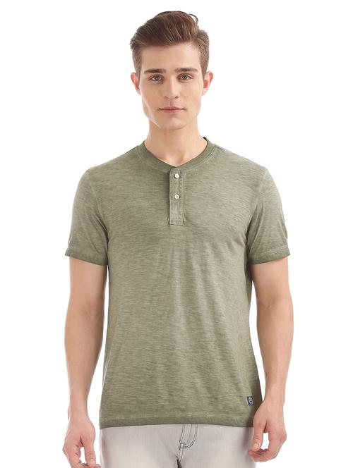 olive green melange t-shirt - 17876507 - Very Small Image - 1