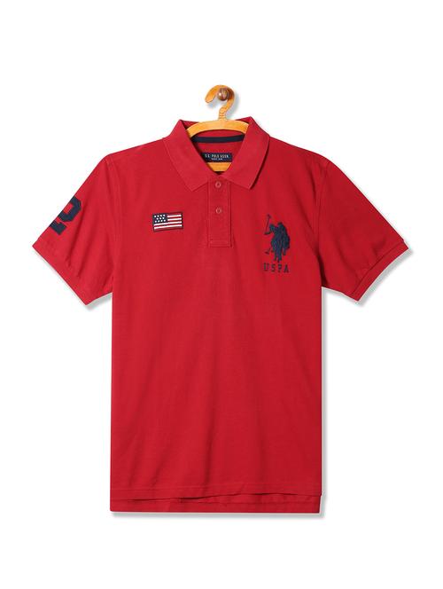 red solid polo t-shirt - 17876580 - Very Small Image - 1
