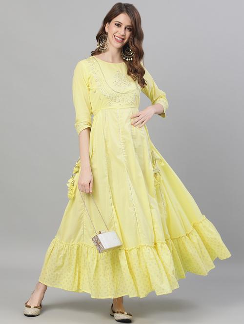 gota work anarkali ethnic dress - 17882186 - Very Small Image - 1