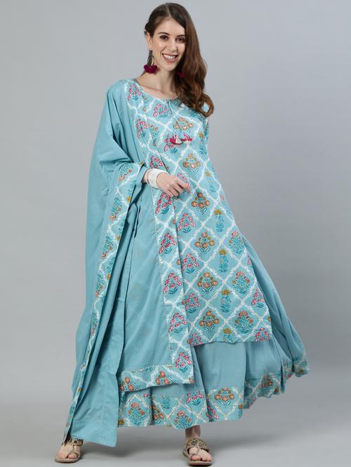 floral kurta sharara set - 17882189 - Very Small Image - 1