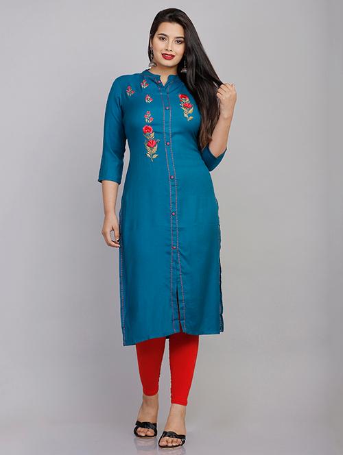 embroidered straight kurta - 17882846 - Very Small Image - 1