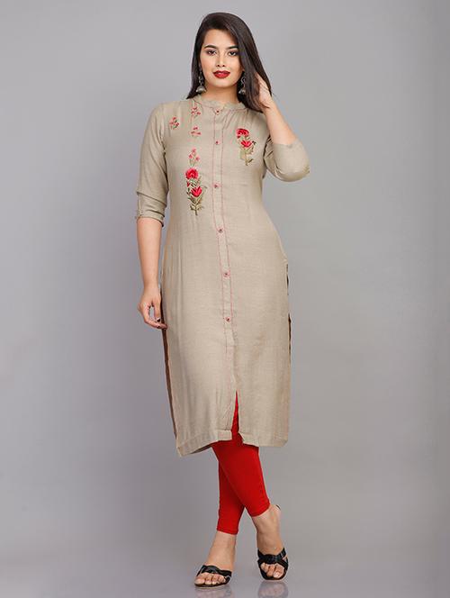 embroidered straight kurta - 17882847 - Very Small Image - 1