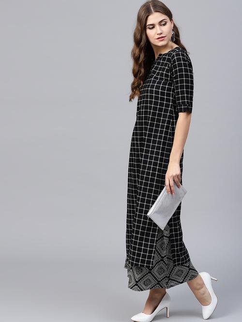 checkered straight kurta - 17882909 - Very Small Image - 1