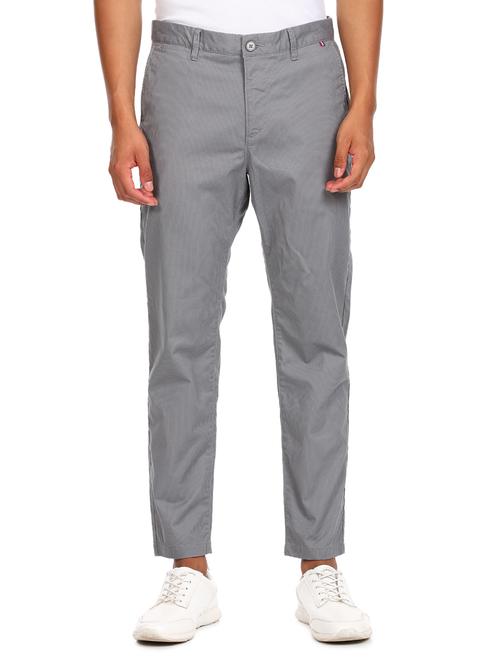 grey striped flat front casual trouser - 17883184 - Very Small Image - 1