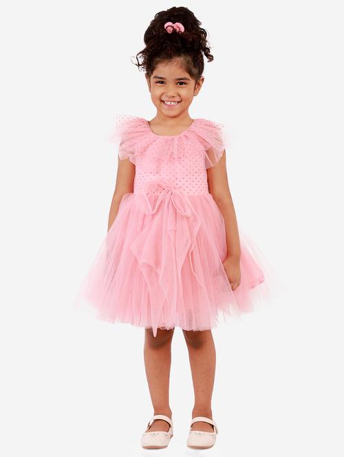girls round neck cape sleeve frock - 17885802 - Very Small Image - 1