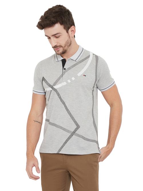 grey printed polo t-shirt - 17887125 - Very Small Image - 1