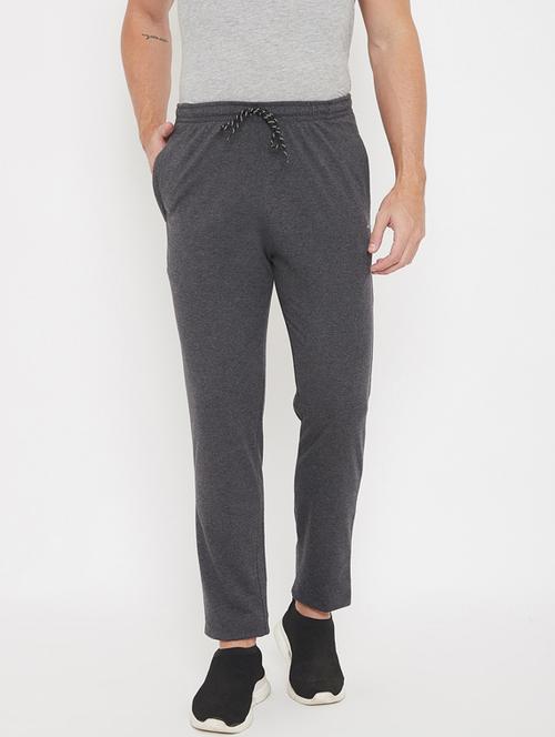 grey solid full length track pant - 17887225 - Very Small Image - 1