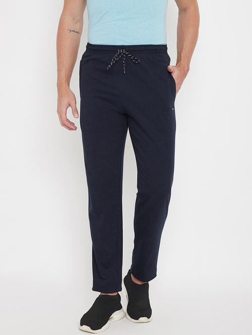 navy blue solid full length track pant - 17887230 - Very Small Image - 1