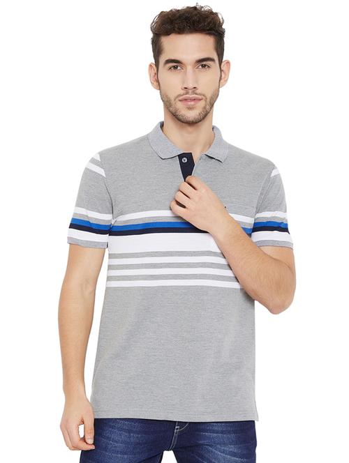 grey striped polo t-shirt - 17887378 - Very Small Image - 1