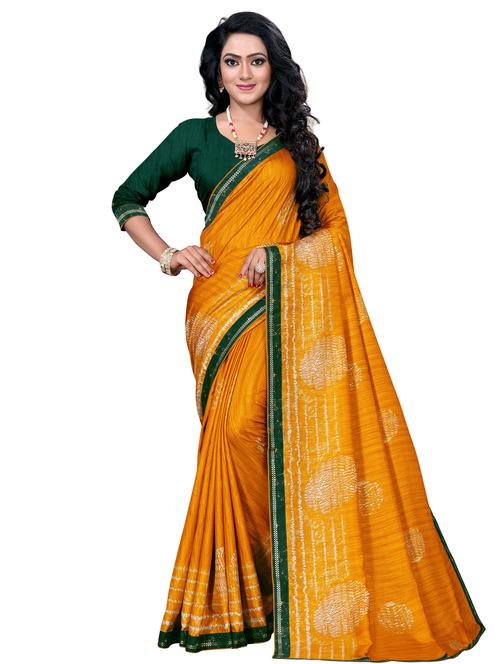 women's printed mustard colored saree - 17887507 - Very Small Image - 1