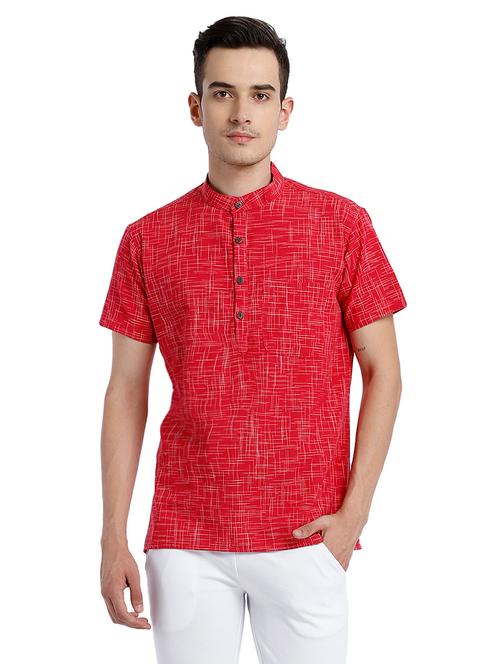 red self design short kurta - 17887636 - Very Small Image - 1