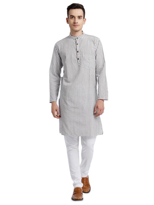 grey striped long kurta - 17887645 - Very Small Image - 1