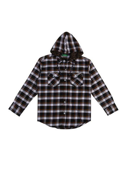hooded neck checkered shirt - 17887812 - Very Small Image - 1