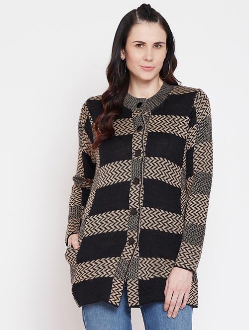 round neck woolen cardigan - 17887921 - Very Small Image - 1