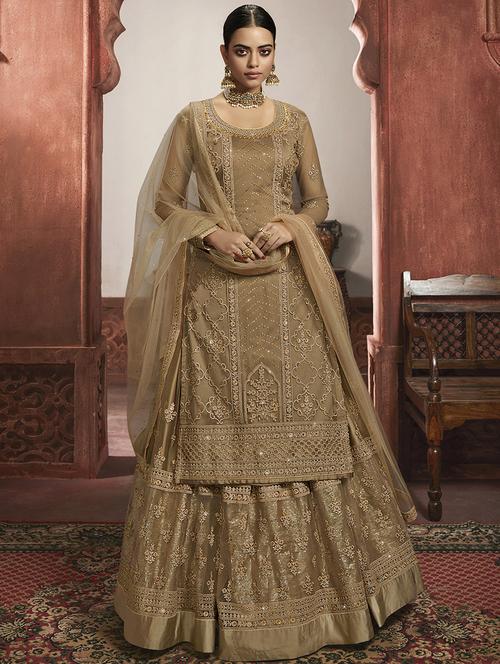 embellished semi-stitched suit - 17887962 - Very Small Image - 1