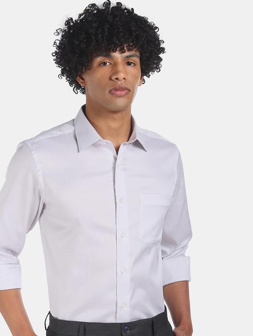 grey solid formal shirt - 17888139 - Very Small Image - 1