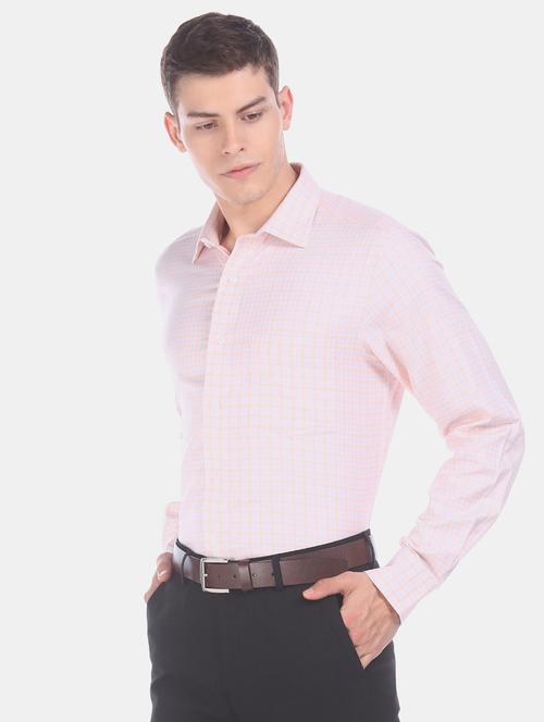 peach checkered formal shirt - 17888146 - Very Small Image - 1