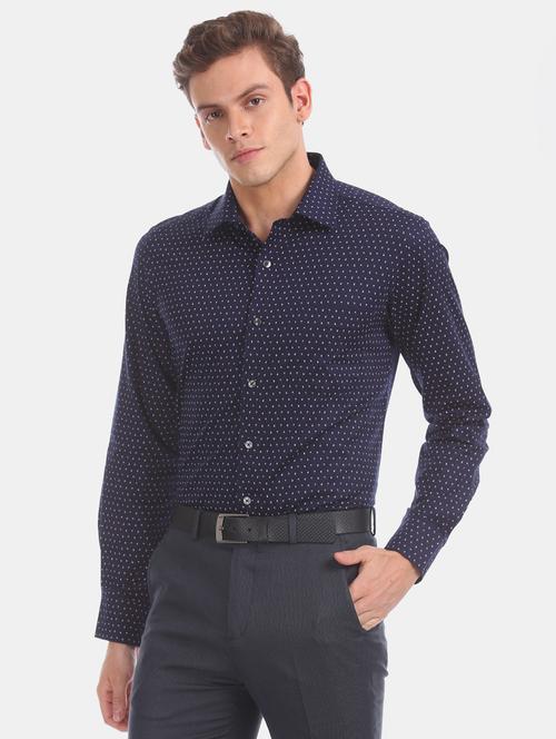 navy blue printed formal shirt - 17888160 - Very Small Image - 1