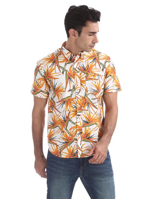 orange printed casual shirt - 17888522 - Very Small Image - 1