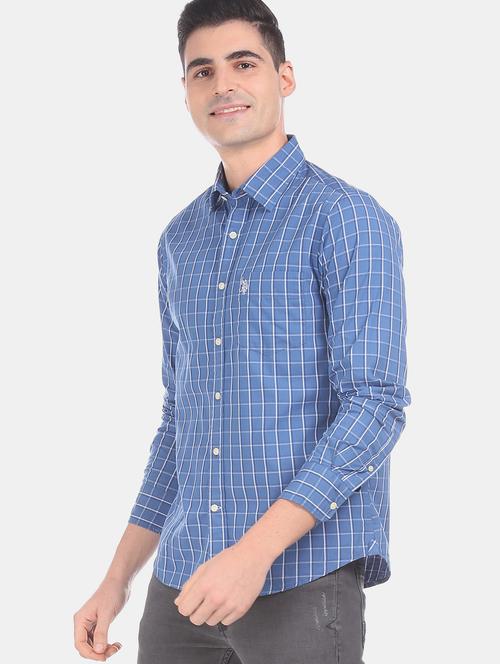 blue checkered casual shirt - 17888980 - Very Small Image - 1