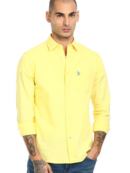yellow solid casual shirt - 17889085 - Very Small Image - 1