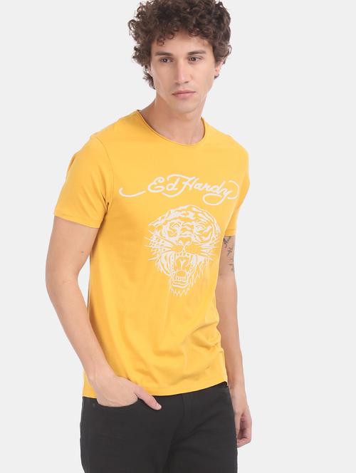 yellow printed t-shirt - 17889325 - Very Small Image - 1