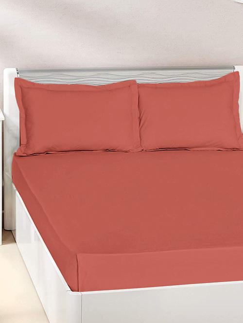 pizuna cotton 400 thread count solid paprica red 100% long staple cotton satin queen size bed sheet with 2 pillow covers - 17889523 - Very Small Image - 1