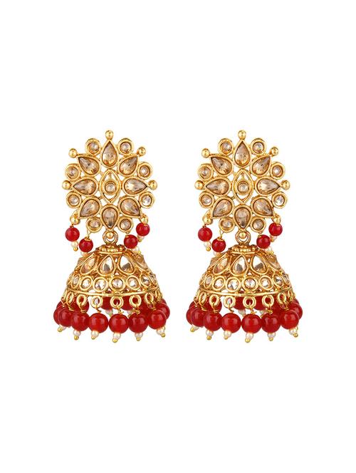 kundan crystal pearl drop jhumka earring set - 17889594 - Very Small Image - 1