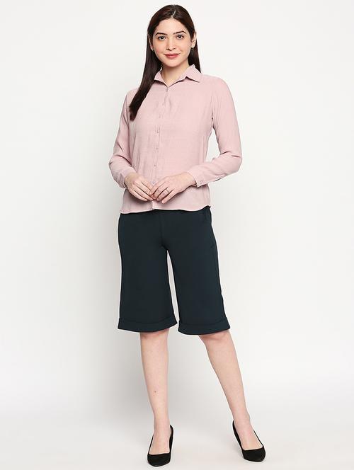 shirt collar solid top & capri set - 17889676 - Very Small Image - 1