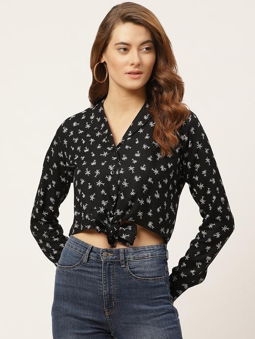 tie front floral crop top - 17889821 - Very Small Image - 1
