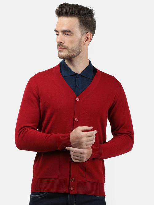 red solid wool cardigan - 17889926 - Very Small Image - 1