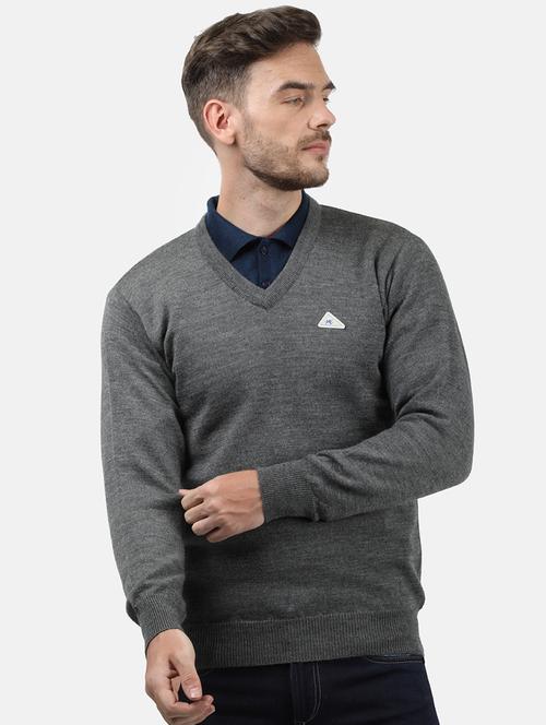 grey solid wool pullover - 17889942 - Very Small Image - 1