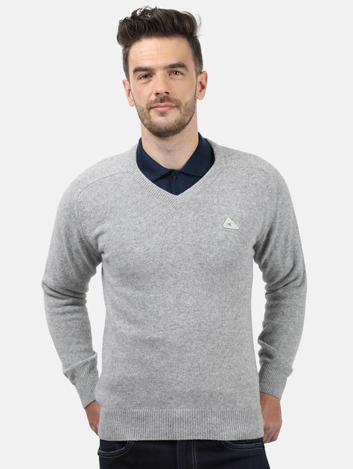 grey solid wool pullover - 17889943 - Very Small Image - 1