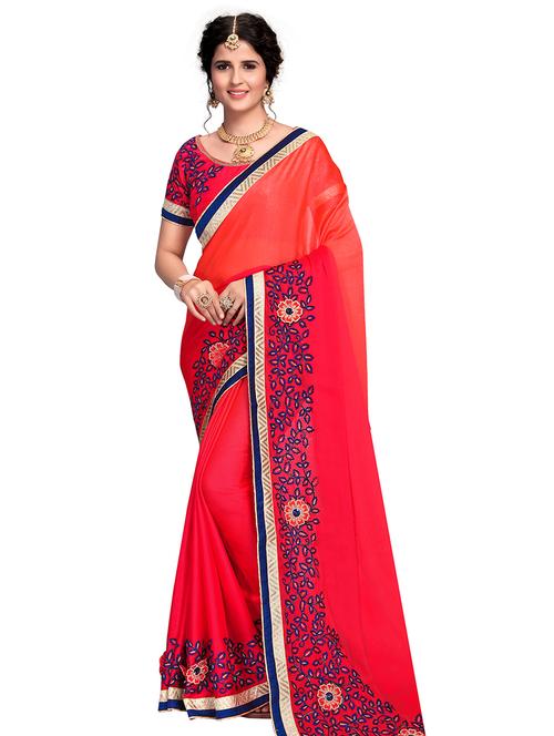 solid embroidered saree - 17890501 - Very Small Image - 1