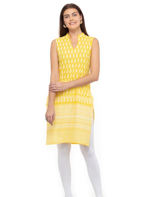 m2r printed cotton blend mandarin collar neck kurti for women - 17891490 - Very Small Image - 1