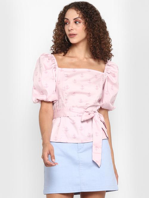 tie front printed top - 17892054 - Very Small Image - 1