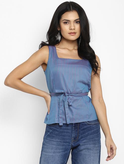 tie front striped top - 17892062 - Very Small Image - 1