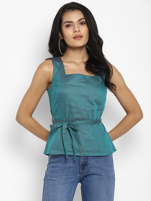 tie front striped top - 17892063 - Very Small Image - 1