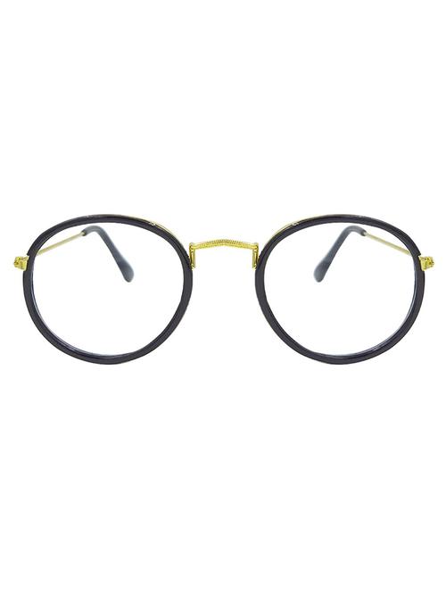 royalmede black and golden round polycarbonate and metal unisex eyewear frame 107 - 17892137 - Very Small Image - 1