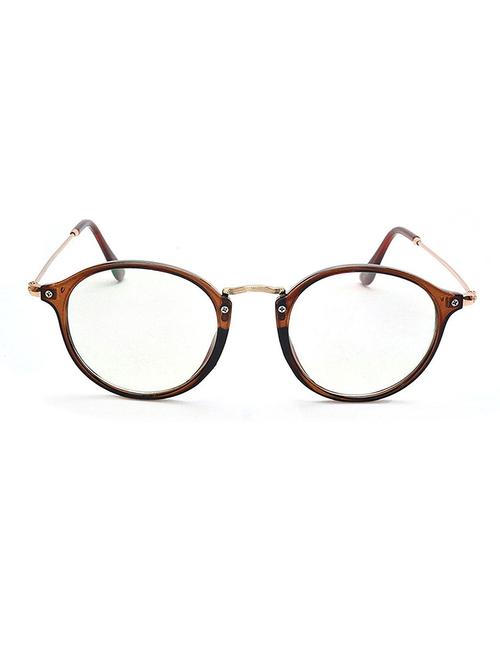 royalmede brown and golden round polycarbonate and metal unisex eyewear frame 111 - 17892141 - Very Small Image - 1