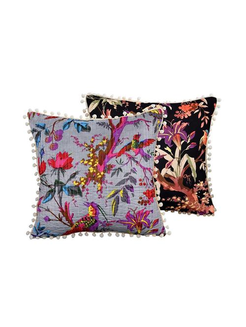 indhome life reversible premium cotton cushion covers- 'japuri printed' , traditional katha work embroider collection - 17892837 - Very Small Image - 1