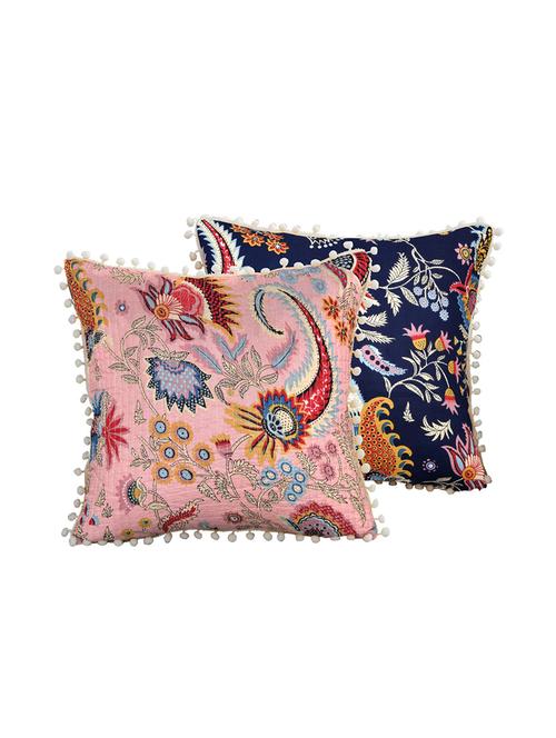 indhome life reversible premium cotton cushion covers- 'japuri printed' , traditional katha work embroider collection - 17892839 - Very Small Image - 1