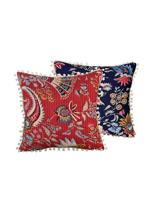 indhome life reversible premium cotton cushion covers- 'japuri printed' , traditional katha work embroider collection - 17892842 - Very Small Image - 1
