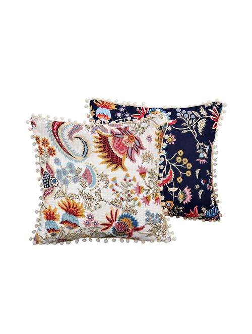 indhome life reversible premium cotton cushion covers- 'japuri printed' , traditional katha work embroider collection - 17892845 - Very Small Image - 1