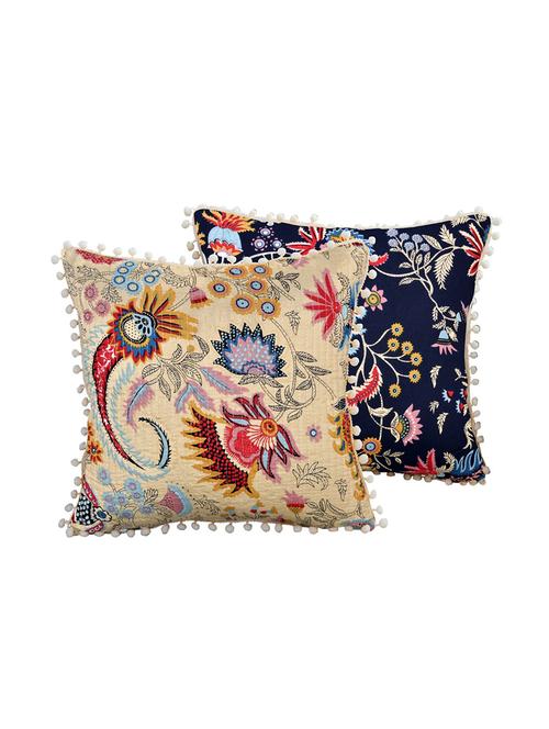 indhome life reversible premium cotton cushion covers- 'japuri printed' , traditional katha work embroider collection - 17892849 - Very Small Image - 1