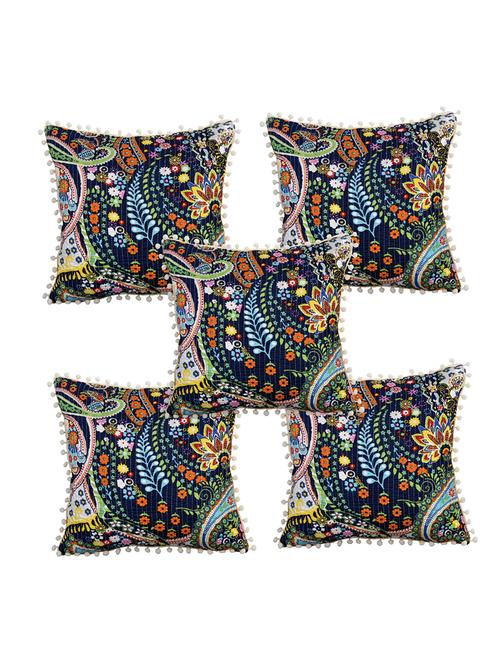 indhome life reversible premium cotton cushion covers- 'japuri printed' , traditional katha work embroider collection - 17892859 - Very Small Image - 1