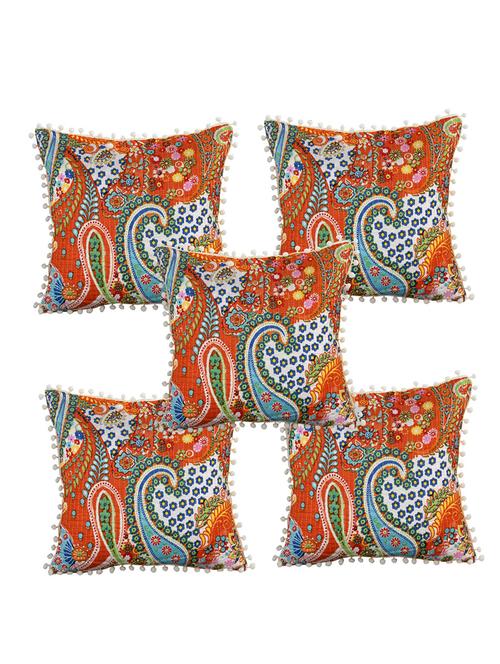 indhome life reversible premium cotton cushion covers- 'japuri printed' , traditional katha work embroider collection - 17892867 - Very Small Image - 1